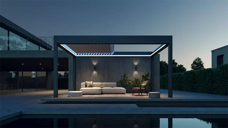 bioklimatik pergola aydınlatma seçenekleri